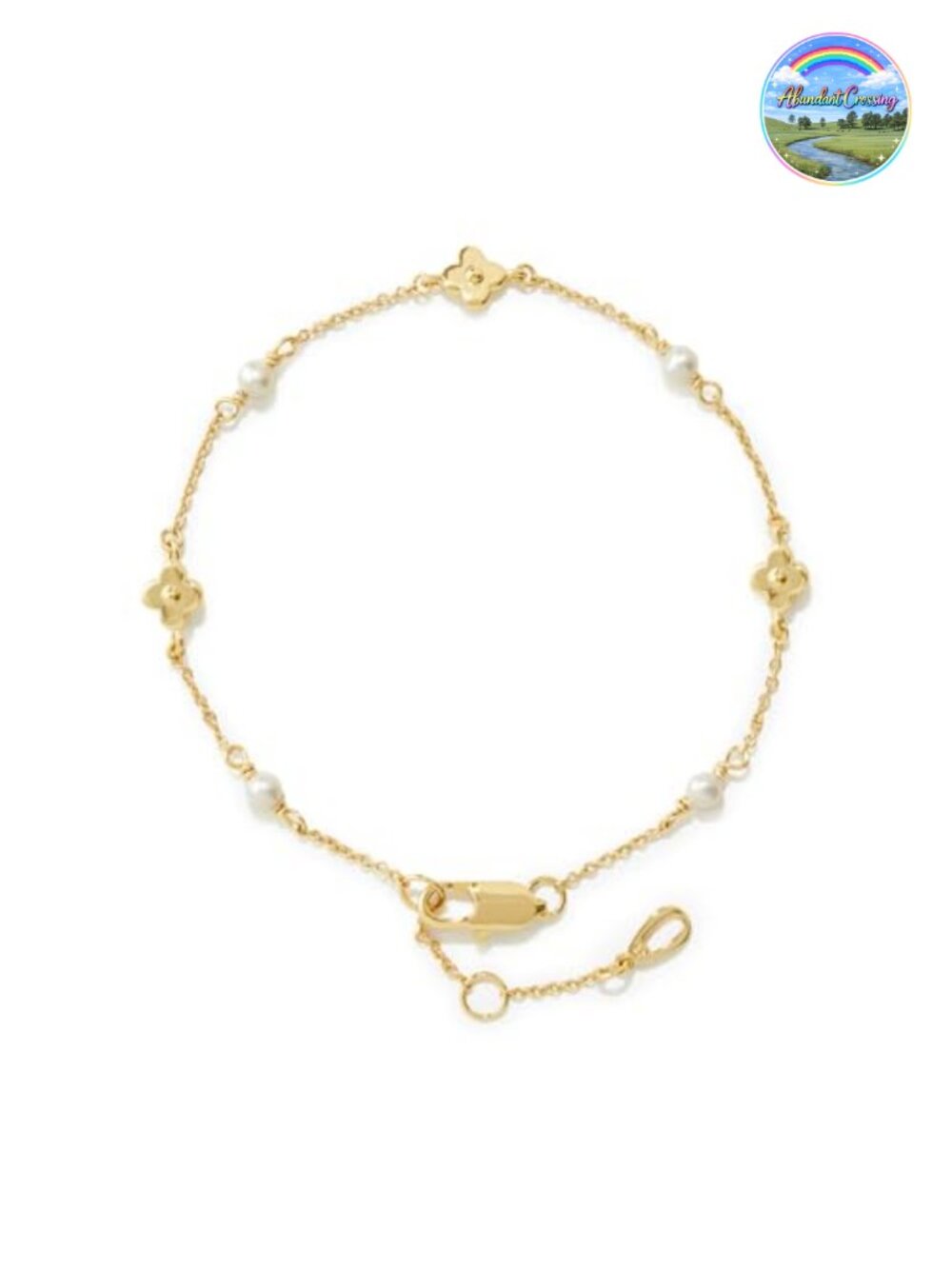 Stackable Floral Pearl Gold Plated Chain Bracelet